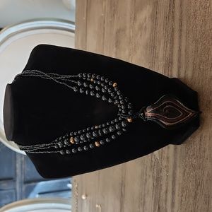 Beautiful Beaded necklace with glass pendant